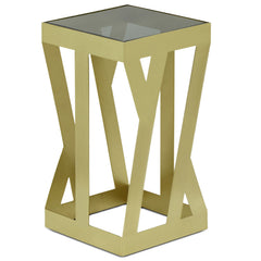 Ensemble de 3 tables d'appoint Zendaya en Verre fumé et Métal Or