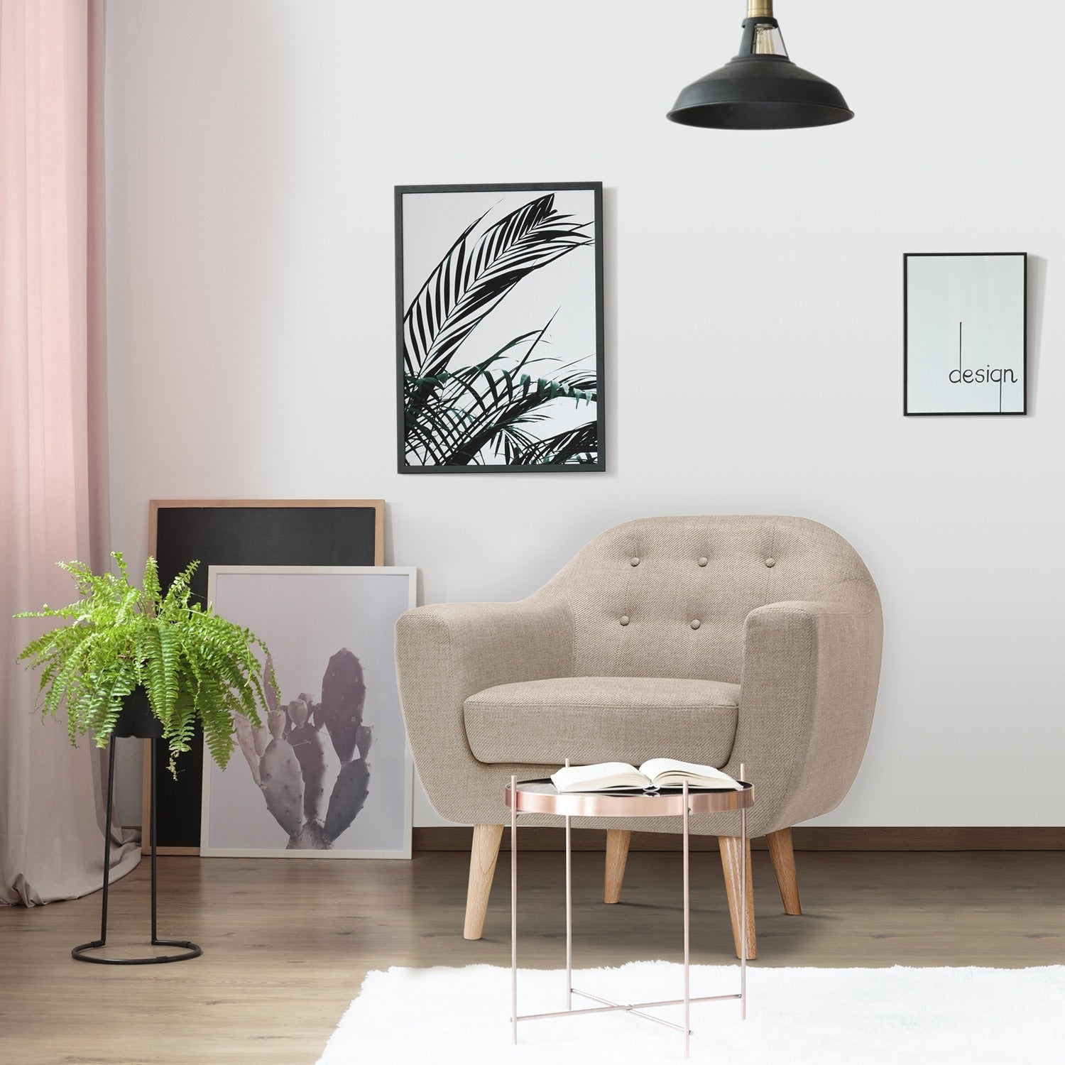 Fauteuil scandinave Savoy Tissu Beige