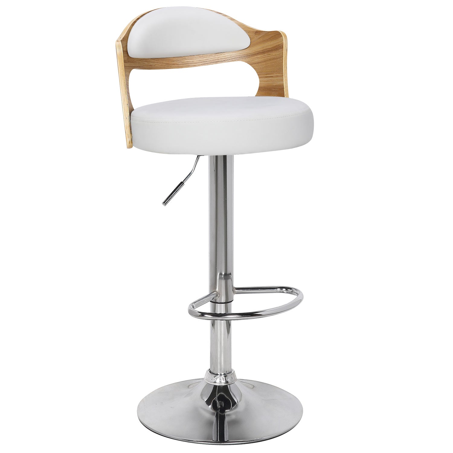 Lot de 4 chaises de bar Ruben Chêne clair et Simili Blanc