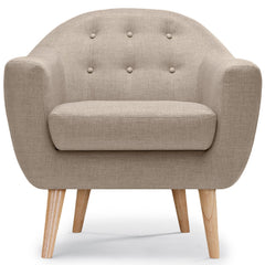 Fauteuil scandinave pieds en bois Savoy Tissu beige