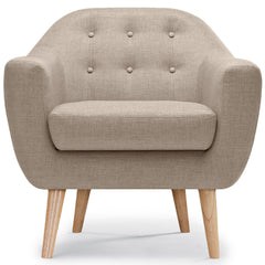Fauteuil scandinave pieds en bois Savoy Tissu beige