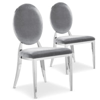 Lot de 2 chaises médaillon en velours argenté