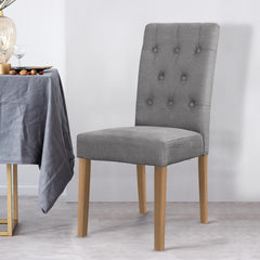 Juego de 2 sillas de tela gris con patas de madera