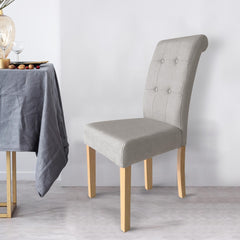 Juego de 2 sillas Adam de tela beige con patas de madera